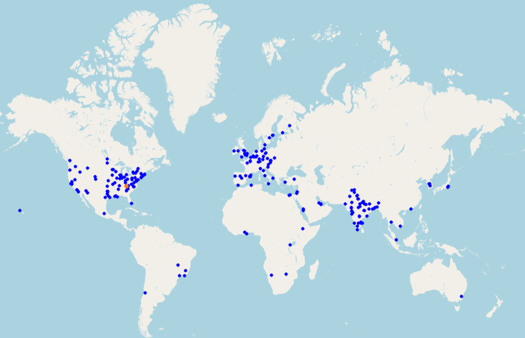 World map of participants